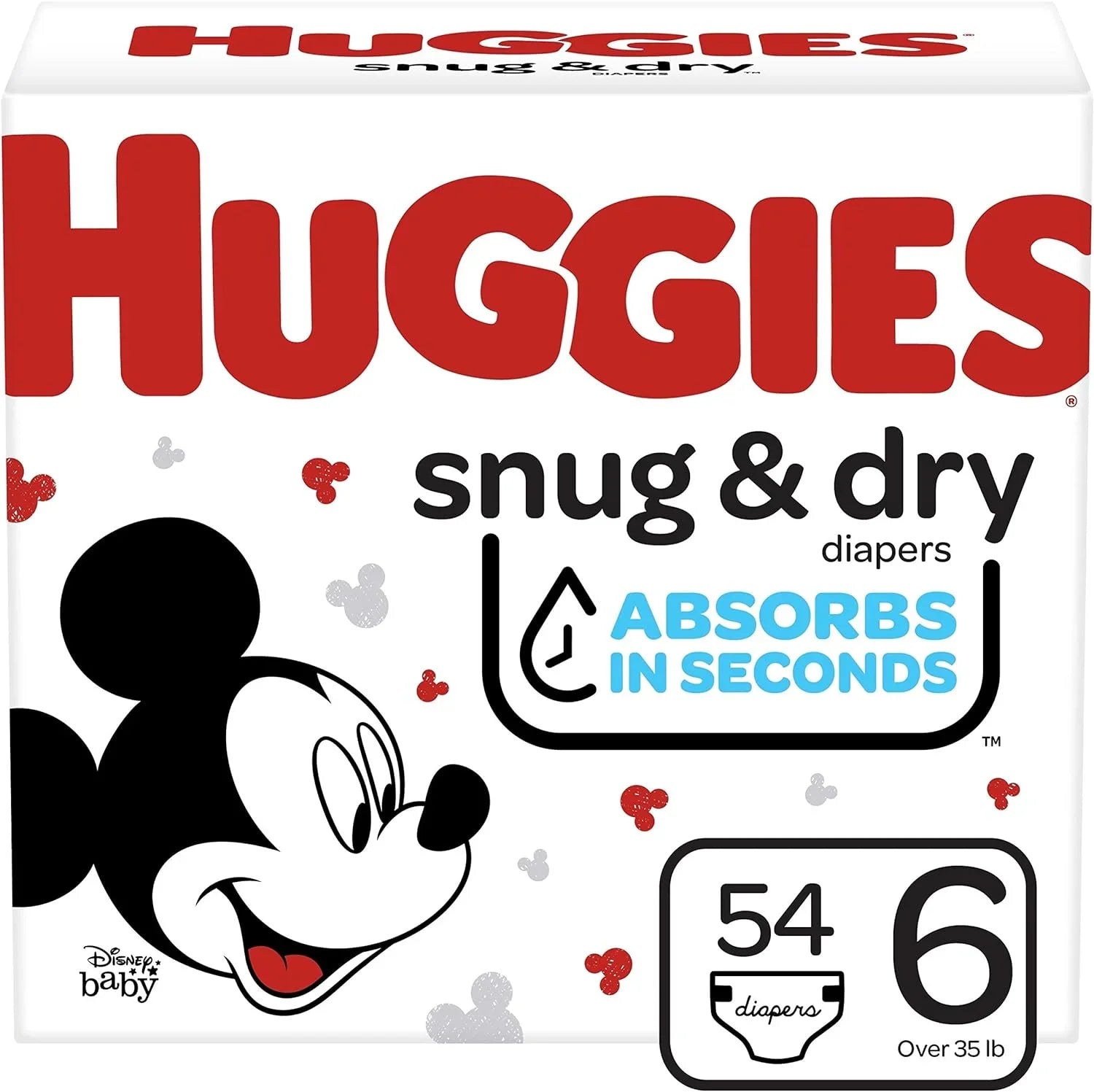 Baby 6 Diapers Big HUGGIES Snug 54 (54 Dry Count Size and Pack, Count)