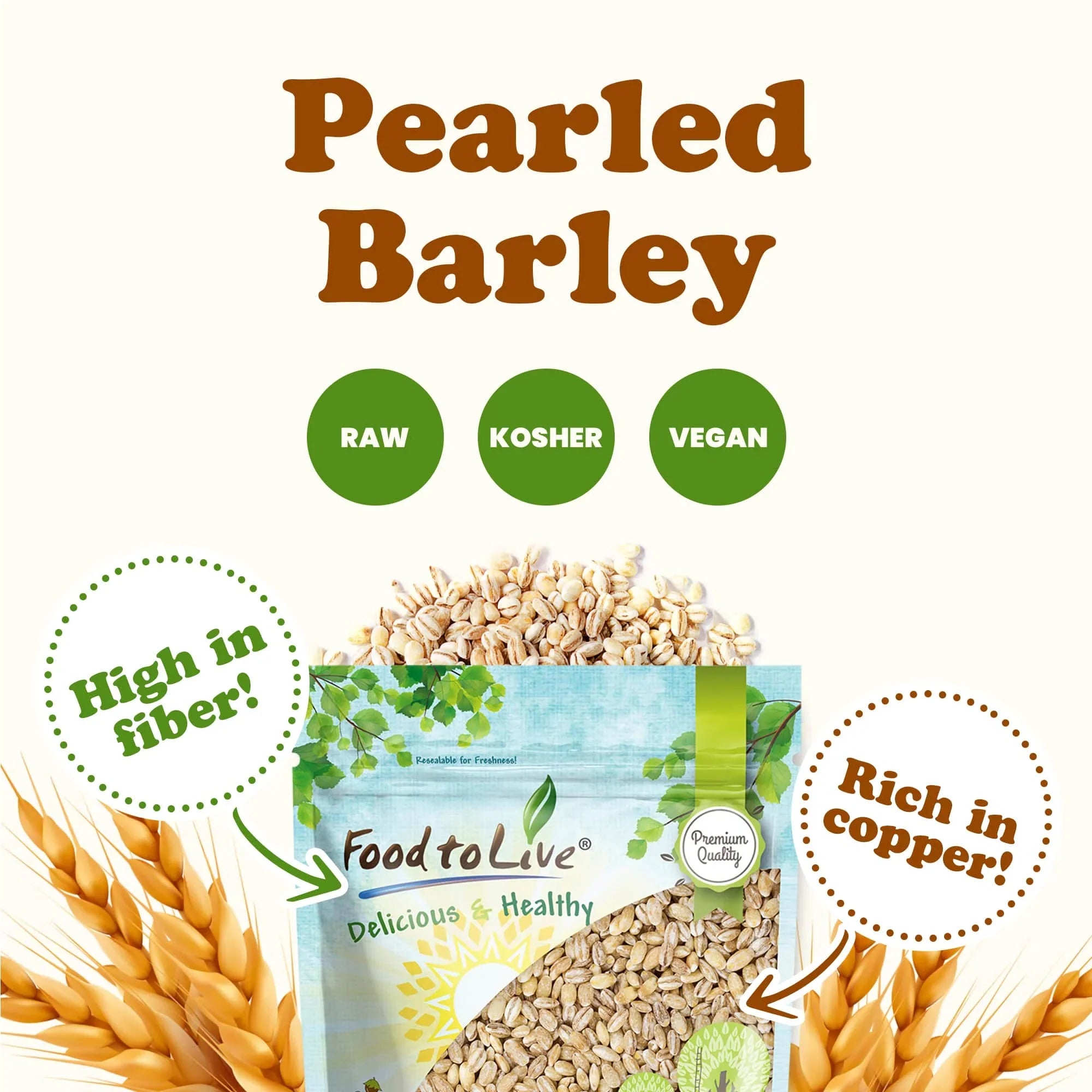 Kosher Pearled Barley, Live, 5 Pounds, to Food