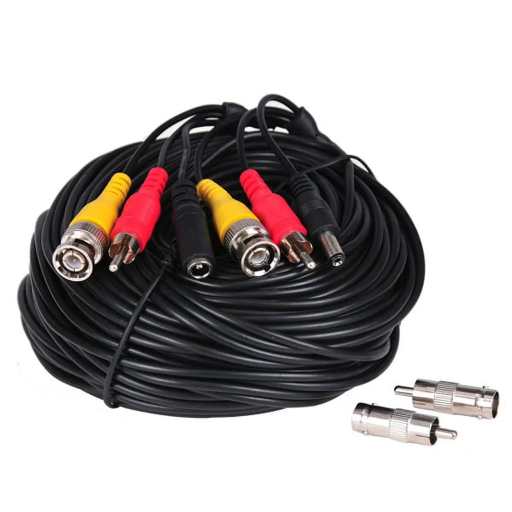 Camera RCA 4CH 50ft for Camera Wire Video VideoSecu Audio Security b4k Surveillance Cord 4x BNC 12V with Connector Power DC Power CCTV Cable