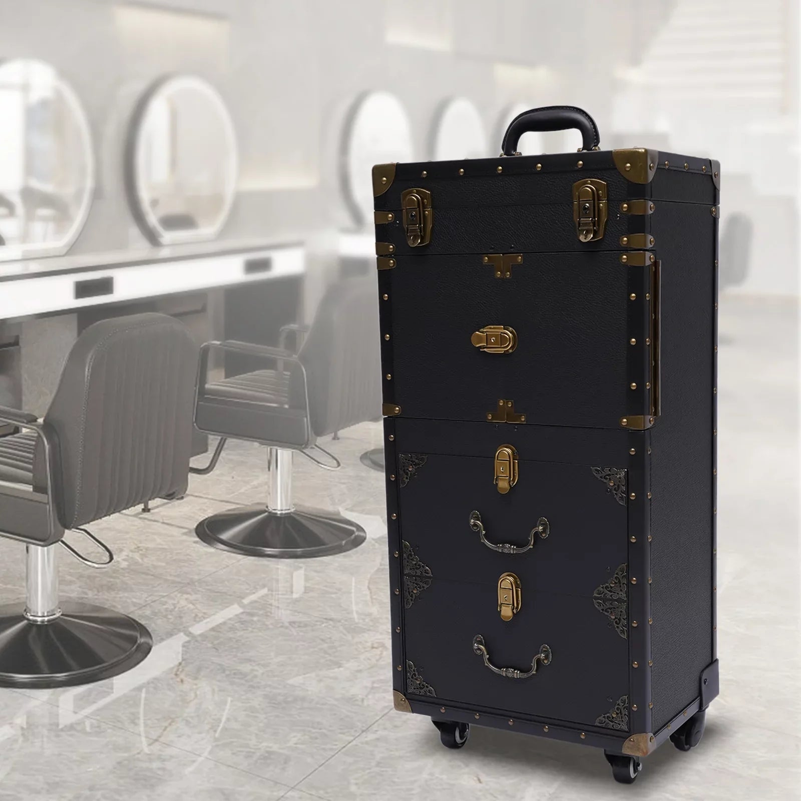 Makeup Salon Hairdressing Aiqidi Beauty Hair Stylist Trolley Luggage Tool Organizer Train Travel with Barber Case Holder Dryer Cosmetic Box Lockable Rolling