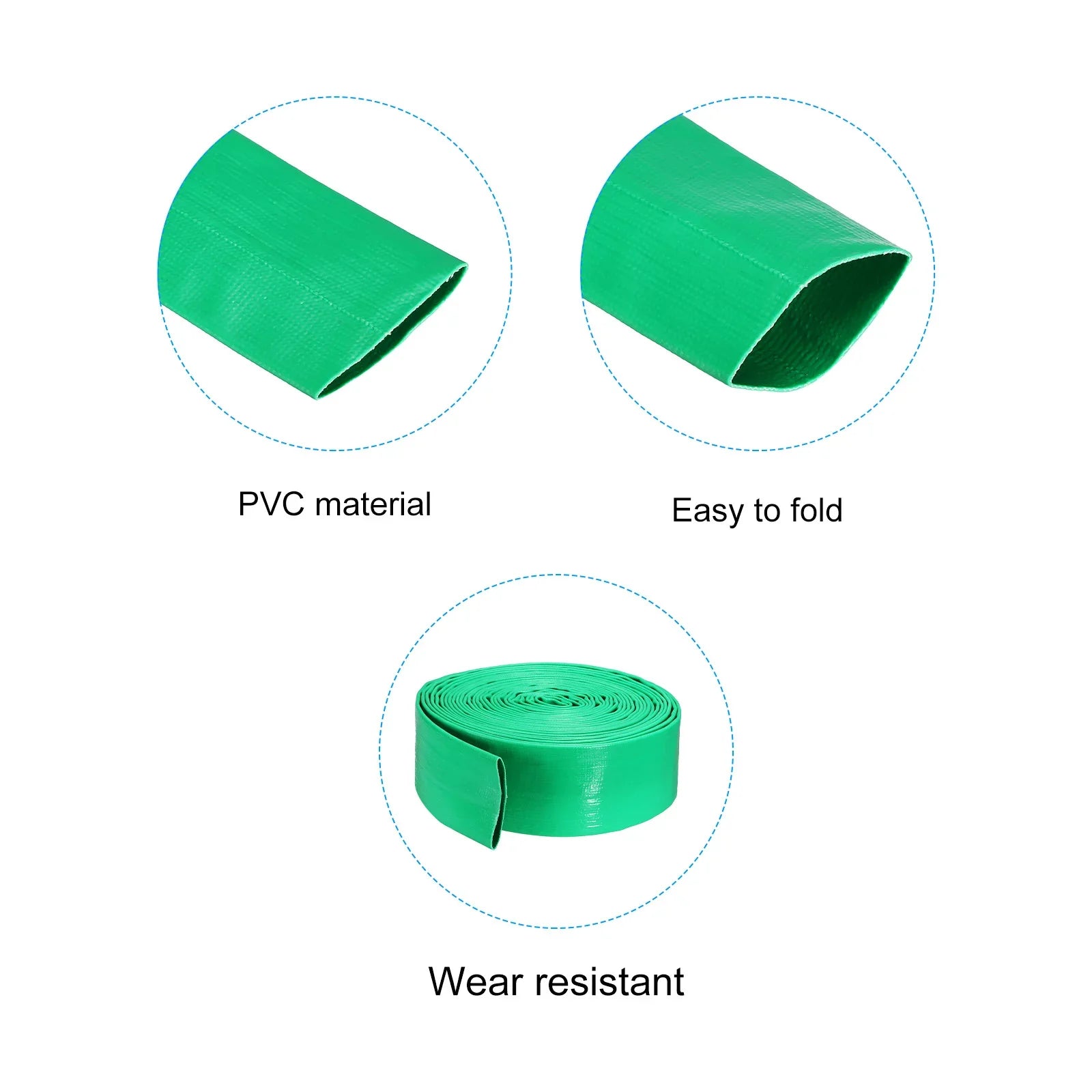 for 2" Reinforced High Swimming Hose Hoses Pool Backwash Pressure 0.3MPa 25ft PVC Dia Discharge
