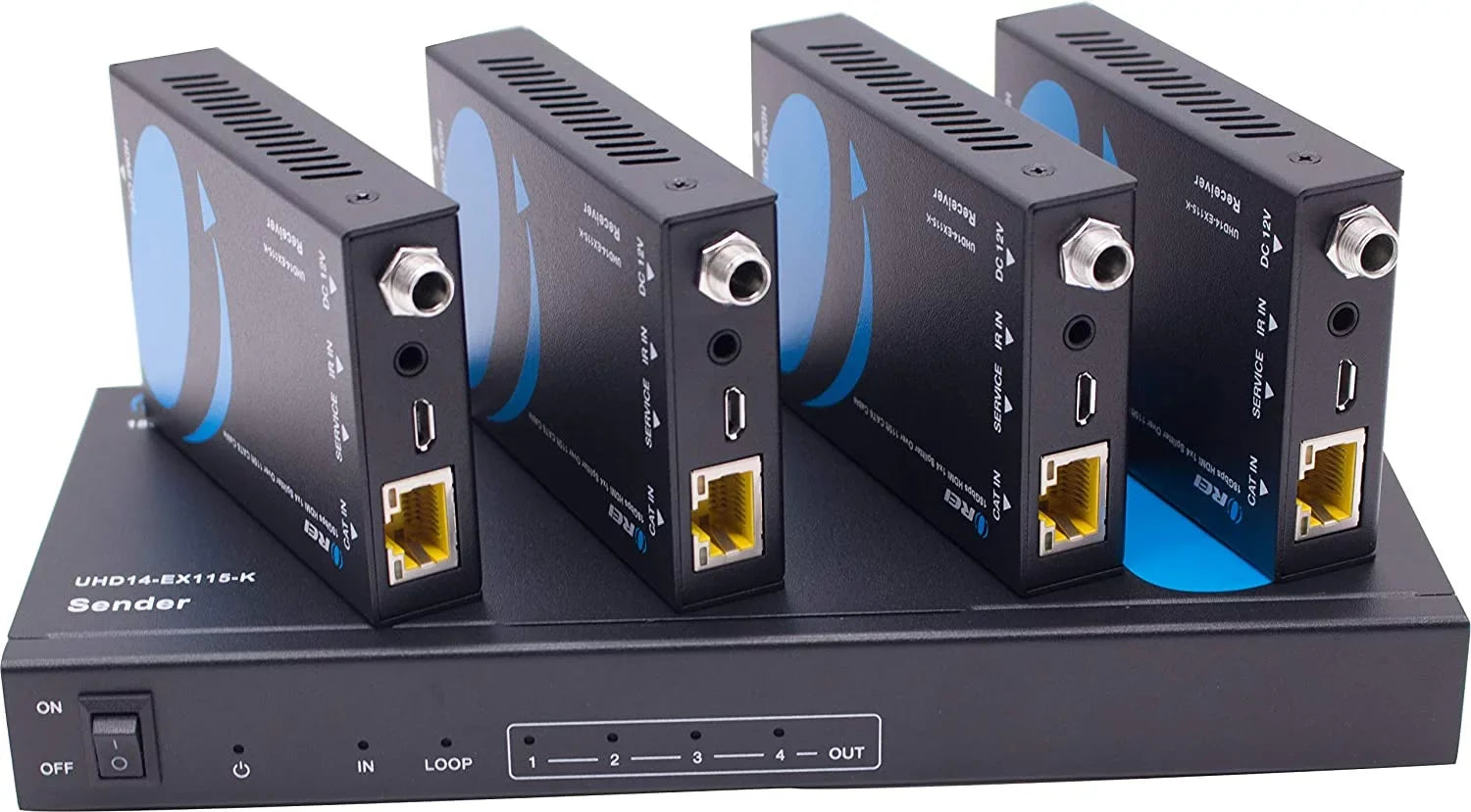 115 With to Extender EDID Up Over Remote OREI Ft Splitter Out - Cable by Multiple 4:4:4 Latency 4K@60Hz HDCP Management Loop 4K Low IR - HDMI CAT6/7 - Single 1x4 Support Full 2.2 -