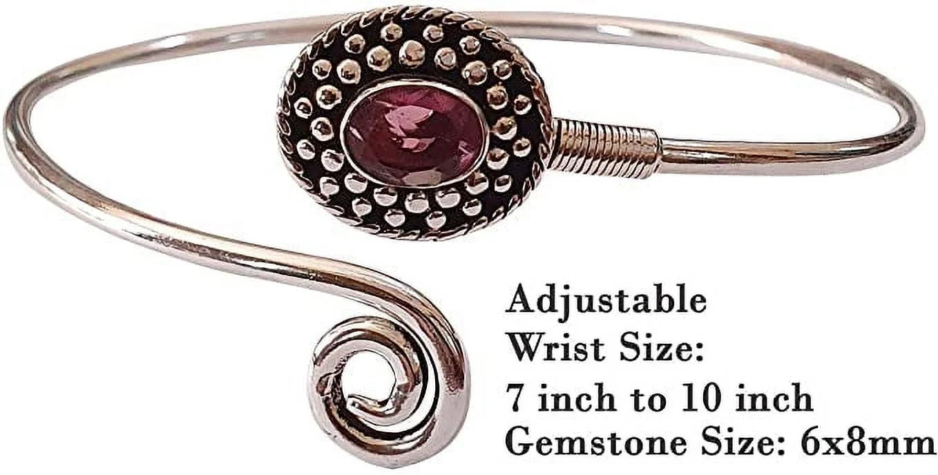 Jewelry Bracelet, Natural Modern Tourmaline Cuff Design Handmade Fashion Designer Silver Bracelet Boho Plated for Bohemian Party Tribal Pink Women, Gemstone