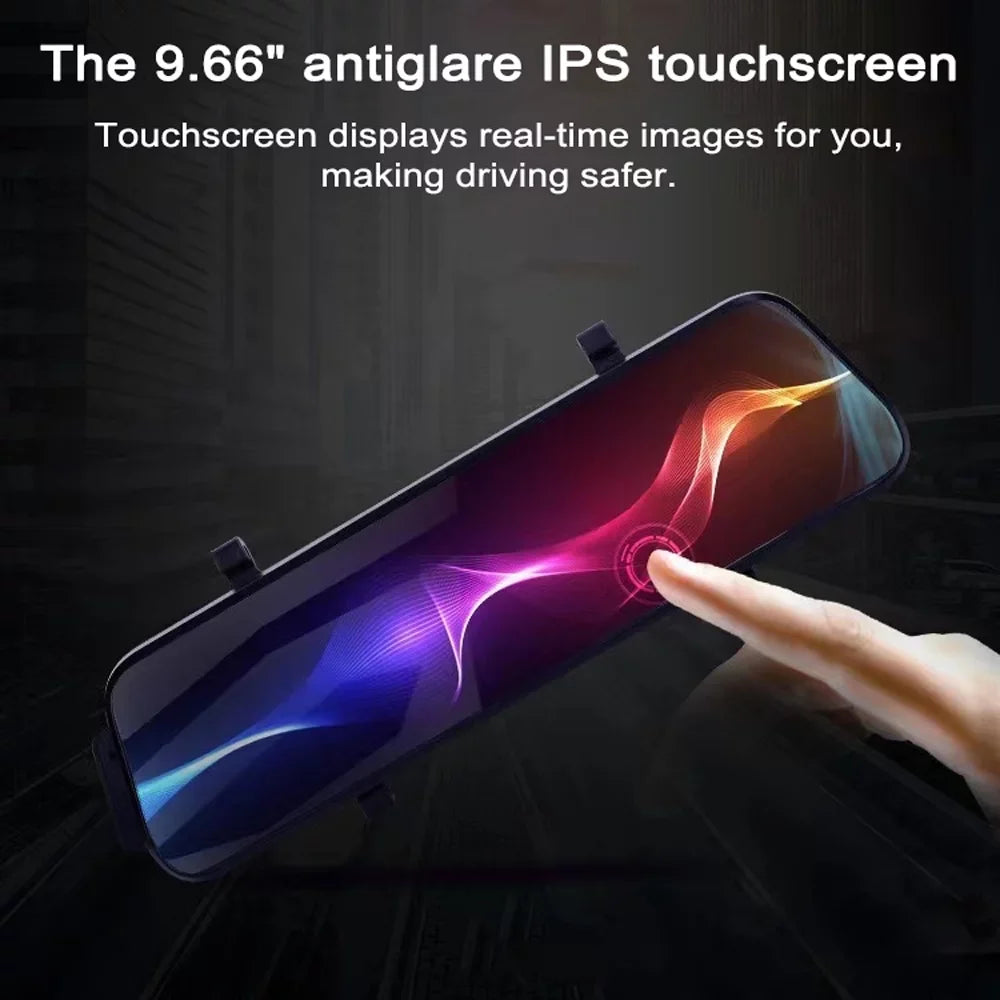 Dash Rear Inch Angle - Wide Monitor, Dual Loop - Front Cam Recorder Parking Detection Support, Camera Motion DVR & Collision Driving - Locking Night-Vision, 1080P 9.66 Touchscreen