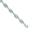 Women 8inch Auriga 925 for Larimar Plated Bracelet Shape Silver Marquise Sterling
