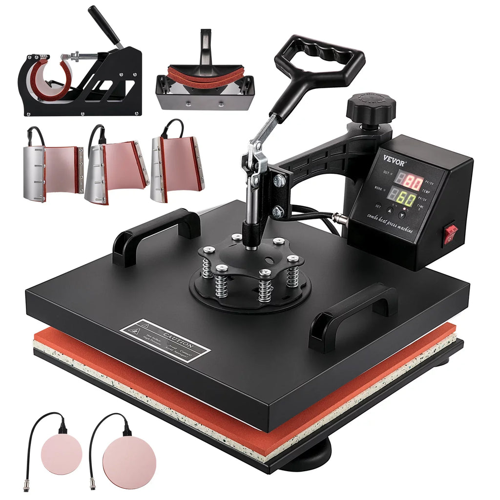 1 Press Dual Transfer Digital Heat Rotation Away 360 Machine Degree VEVOR LED Sublimation Multifunctional Combo Swing 8 15"x15" Display Heat Machine in