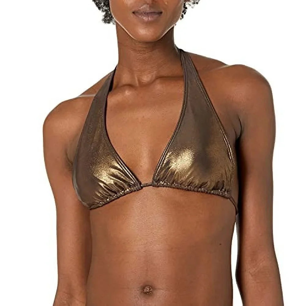 Vince (Bronze, M) Metallic Halter Camuto Bikini Top