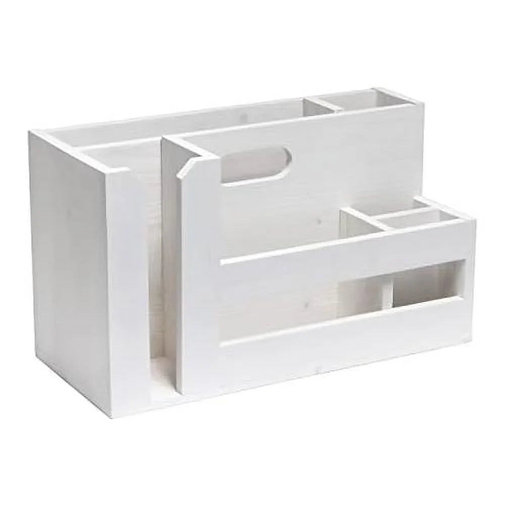 Pantry Events Picnic, Breakfast & BBQ Condiment Handle W Cutout Compartments Kitchen For Picks Flatware Wooden Utensils & Farmhouse Caddy Wash Organizer D¨¦cor Countertop Wht