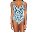 10 Floral V-Neck White, Piece Women's PENBROOKE One Swimsuit,