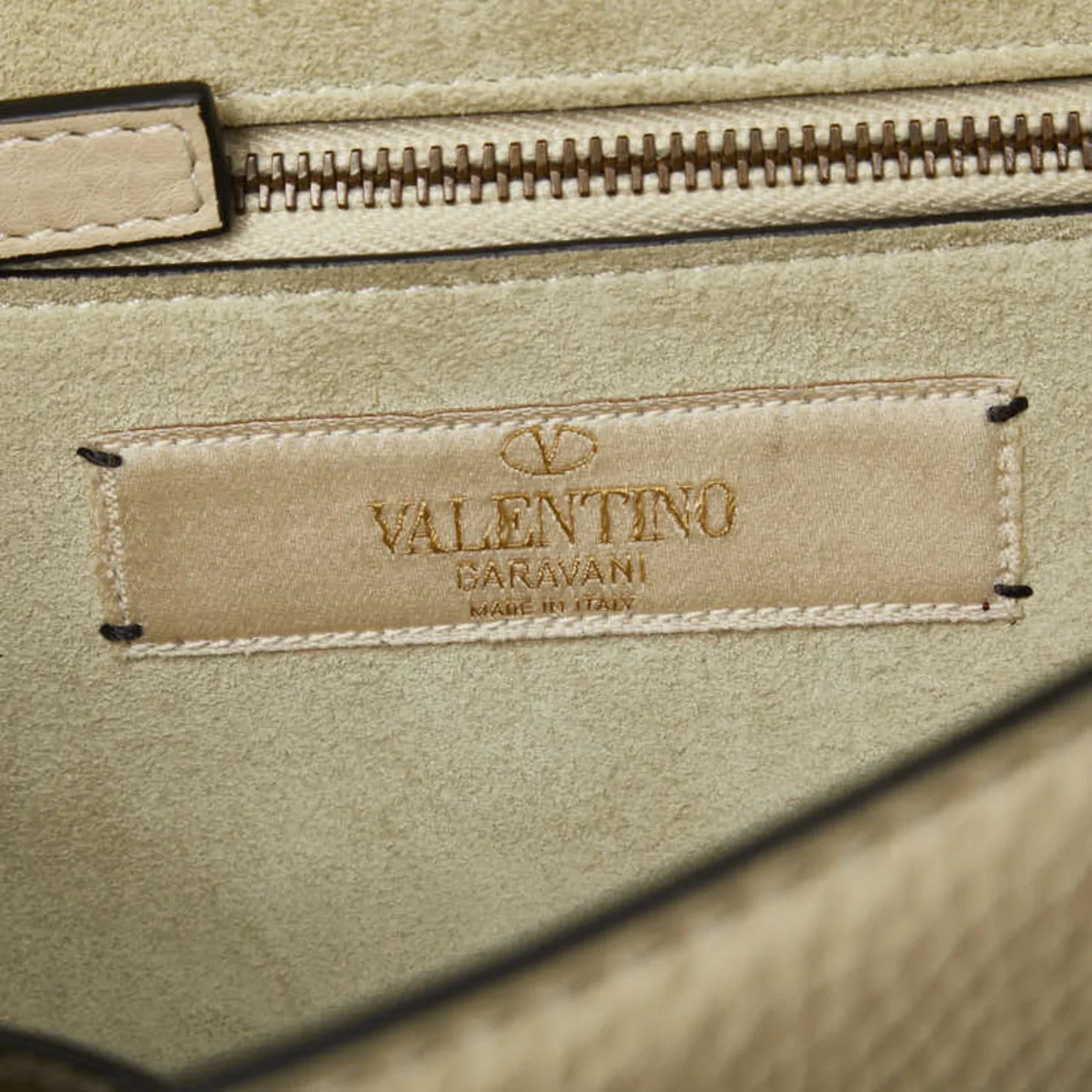 Bag Valentino Studded Leather Shoulder Women's Ivory (Good) Pre-Owned VALENTINO Chain