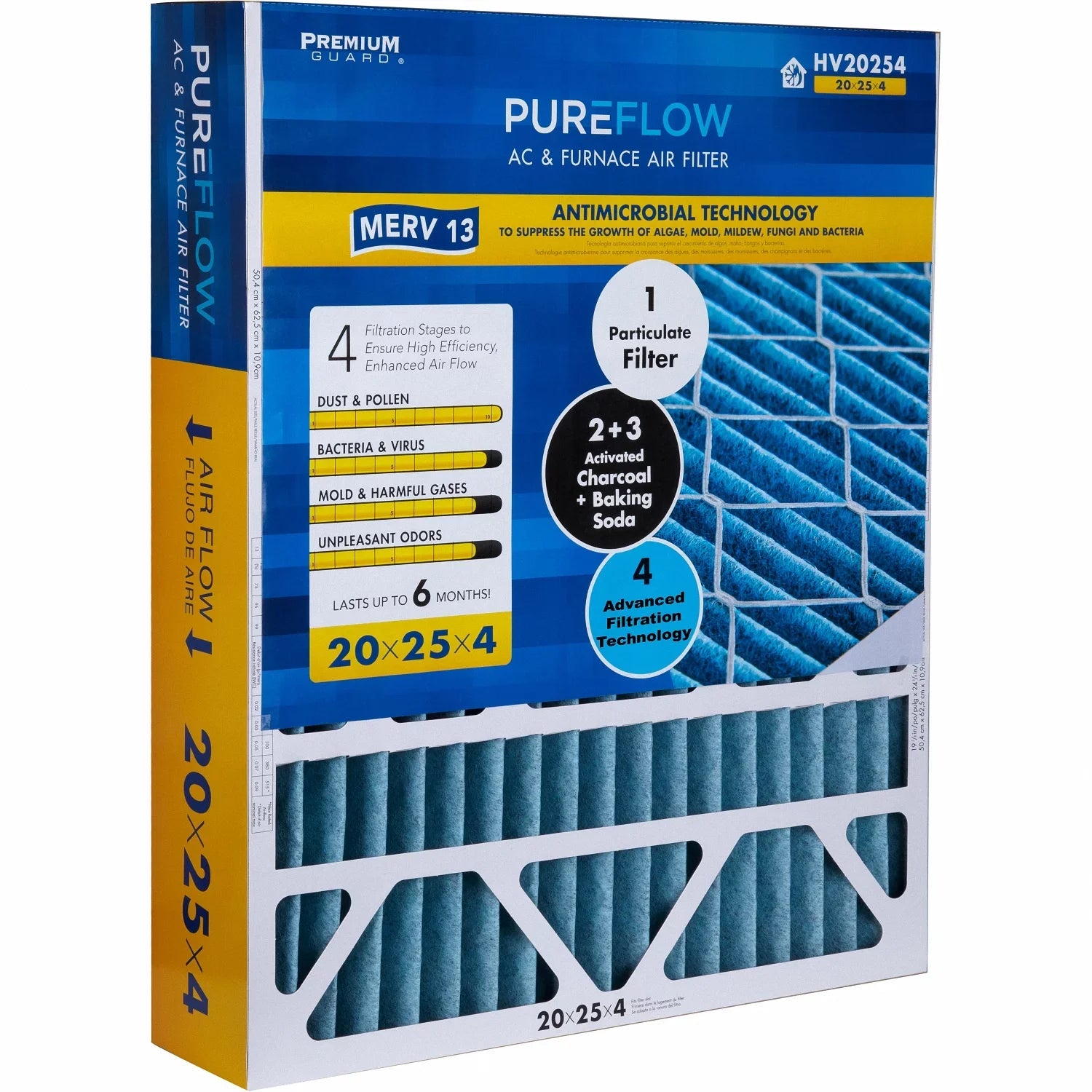 Layers Advanced of Filter Home Filtration with Pack-of-2 MERV-13 PureFlow, 4 Technology, Furnace Air 20x25x4,