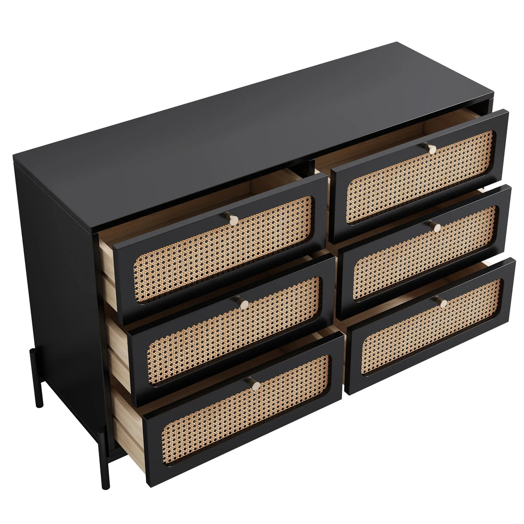 Modern Wood 3 6 Chest Tier Fresco Living Room, Bedroom, Black Drawer, Entryway, Wide of Al with Storage Accent Drawers, Dresser Cabinet for