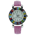 Murano With Serena Band Millefiori GlassOfVenice Leather Watch Purple -
