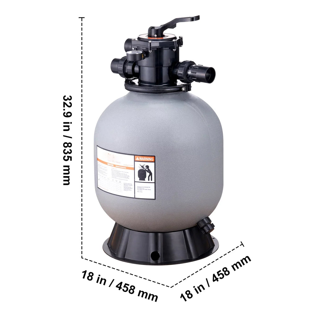 BENTISM Valve 7-Way Swimming Sand Sand 19" Above Inground Pool with Filter Filter