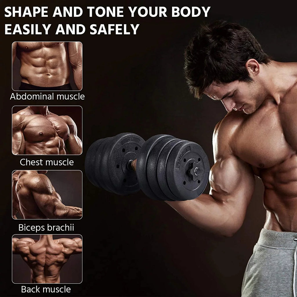 Fitness Adjustable Women Dumbbell 66LB Weight Plates Cap Strength Workout Gym/home Training Body for Men Barbell and Set,
