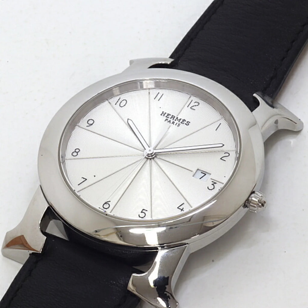 Pre-Owned Silver Quartz Engraved Dial HR1.710 Finished (Good) Men's H Watch HERMES Rondo ¡õJ