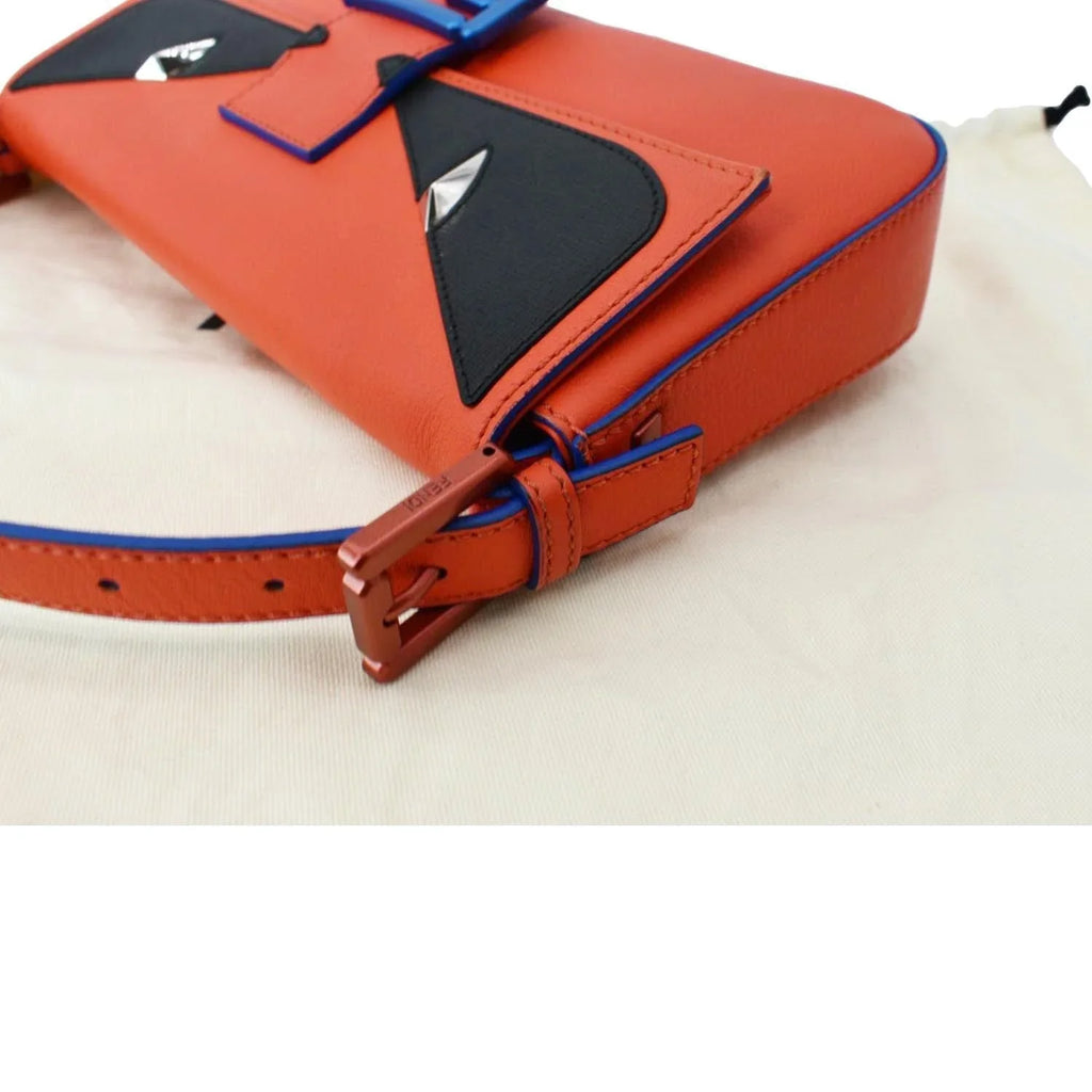 Baguette Leather Bag Monster Orange Eye Pre-owned Crossbody Calfskin FENDI