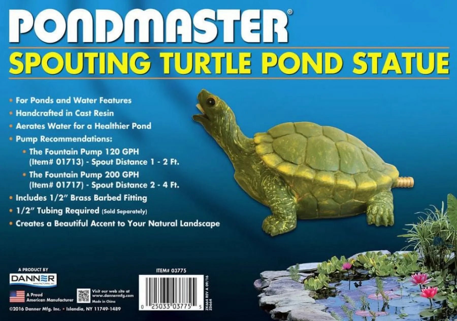 3 3.6"W Spitter Pondmaster 9"L Turtle of x Resin Pack x 5.6"H