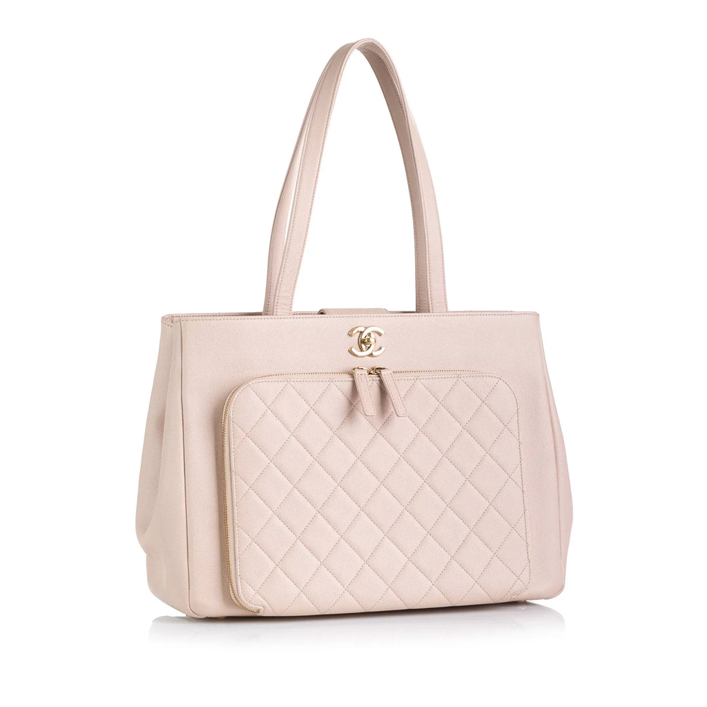 Pink Unisex Tote Chanel Business Shopping Pre-Owned (Good) Affinity Authenticated Bag Caviar Tote Leather