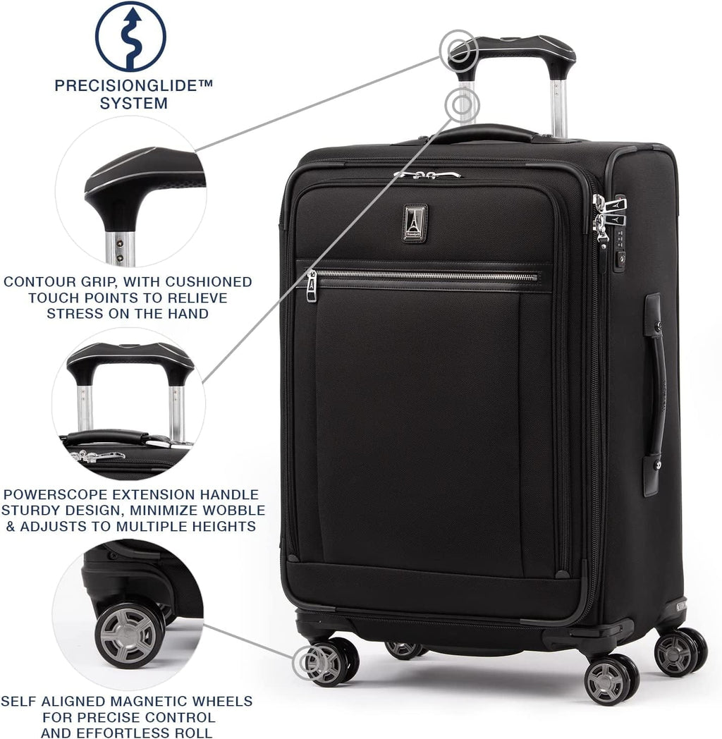 Men Lock, Black, 8 Expandable Softside and Travelpro Checked Checked TSA Suitcase, Shadow Black Spinner Platinum Medium Shadow 25-Inch Checked-Medium Luggage, Women, 25-Inch Wheel Elite