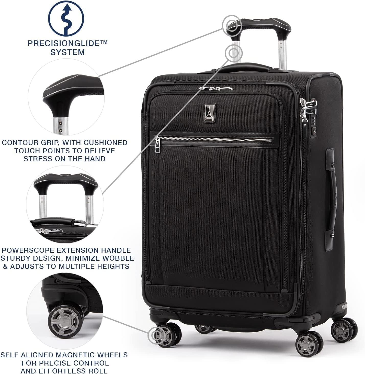 Men Lock, Black, 8 Expandable Softside and Travelpro Checked Checked TSA Suitcase, Shadow Black Spinner Platinum Medium Shadow 25-Inch Checked-Medium Luggage, Women, 25-Inch Wheel Elite