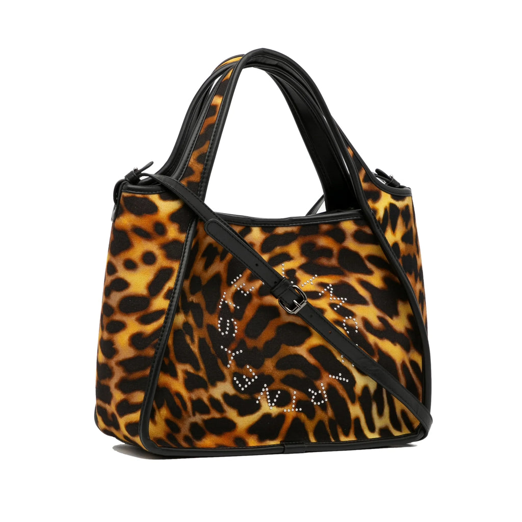 Brown Unisex Authenticated Satchel Logo Canvas (Good) Stella Animal McCartney Fabric Pre-Owned Print