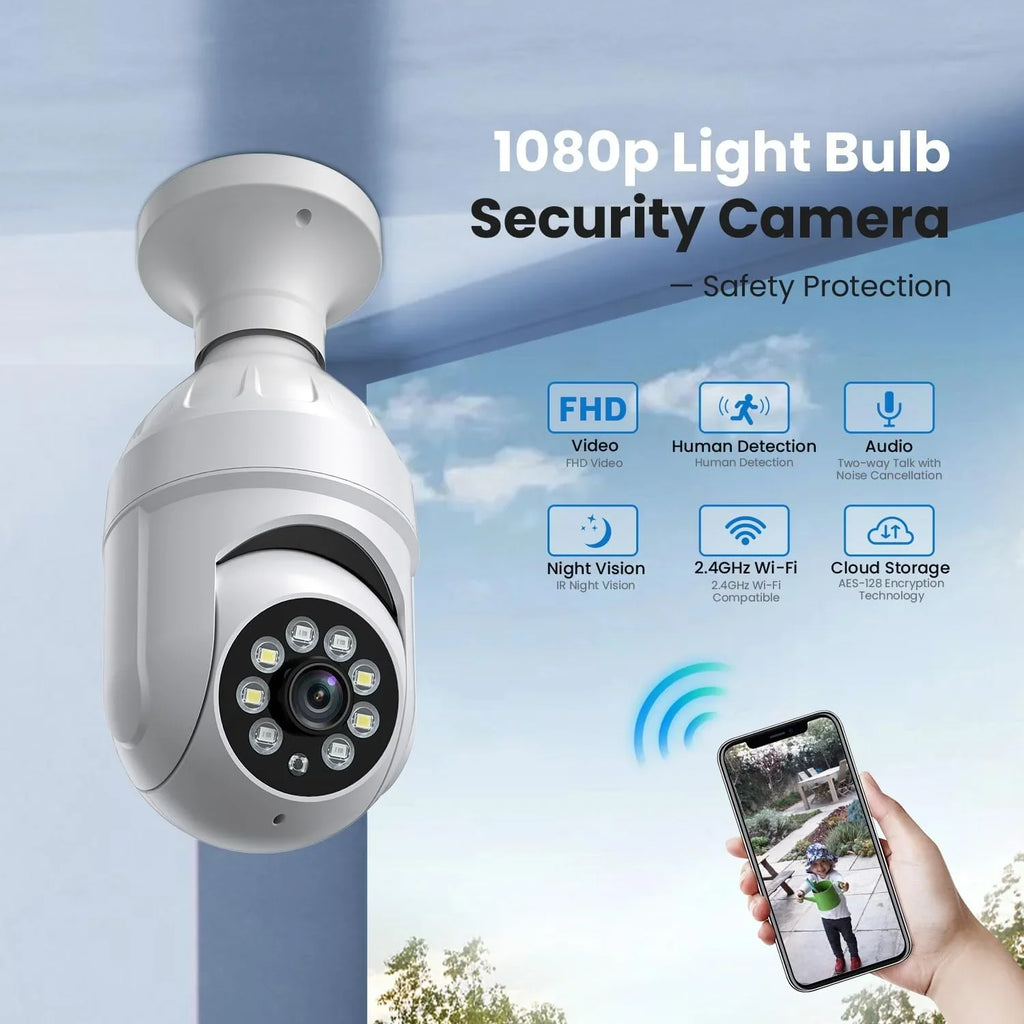 Dome Camera, BITEP Human Live Panora 355¡ã Detection, 2-Way 1080p Security Light View, AI Cam, Bulb