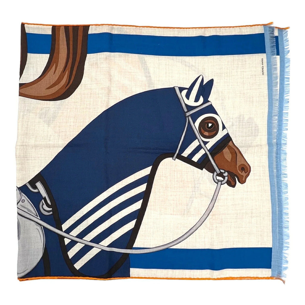 Marine Silk 22SS Scarf Stole (Like Women's Spring/Summer Natural Hermes Pre-Owned Cashmere Men's Jaune Rectangle Collection 2022 New) HERMES