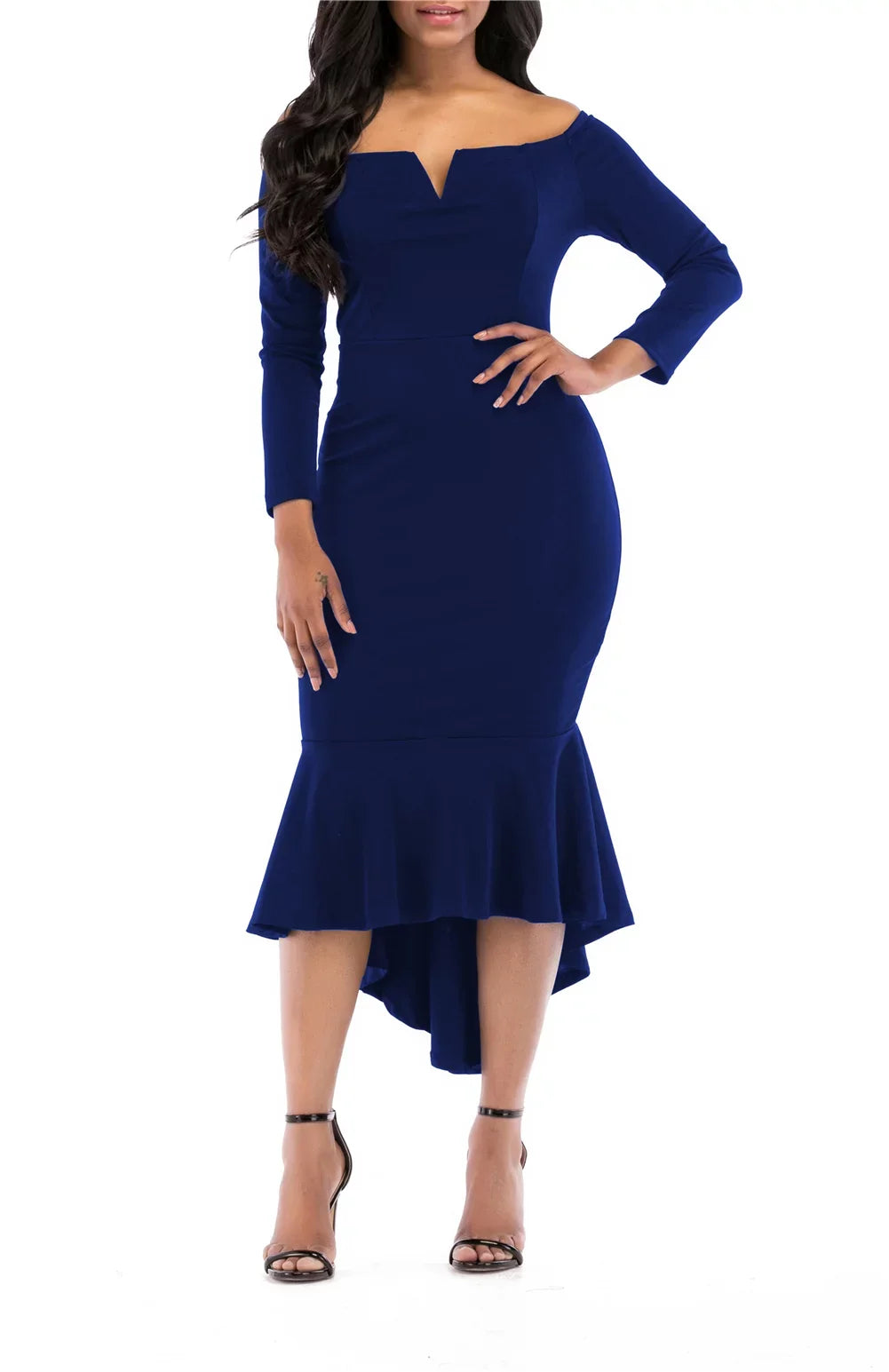 Party V Formal Long Sleeve Casual Women's Prom KISSMODA Neck Dresses Cocktail 3/4 Ball Bodycon Dresses Maxi Bridesmaid