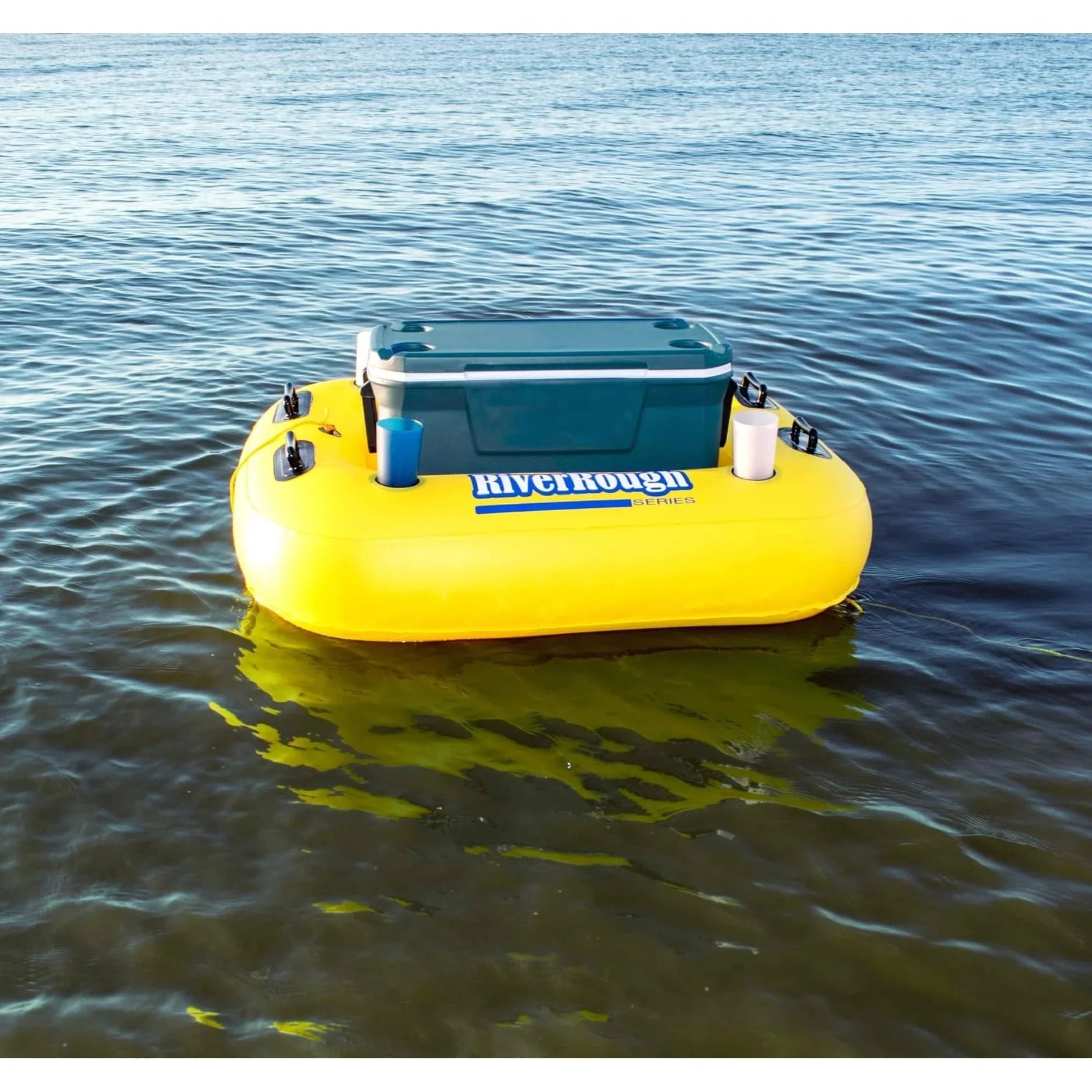 55" Raft Cooler Swimming and Inflatable Yellow Black Float Pool