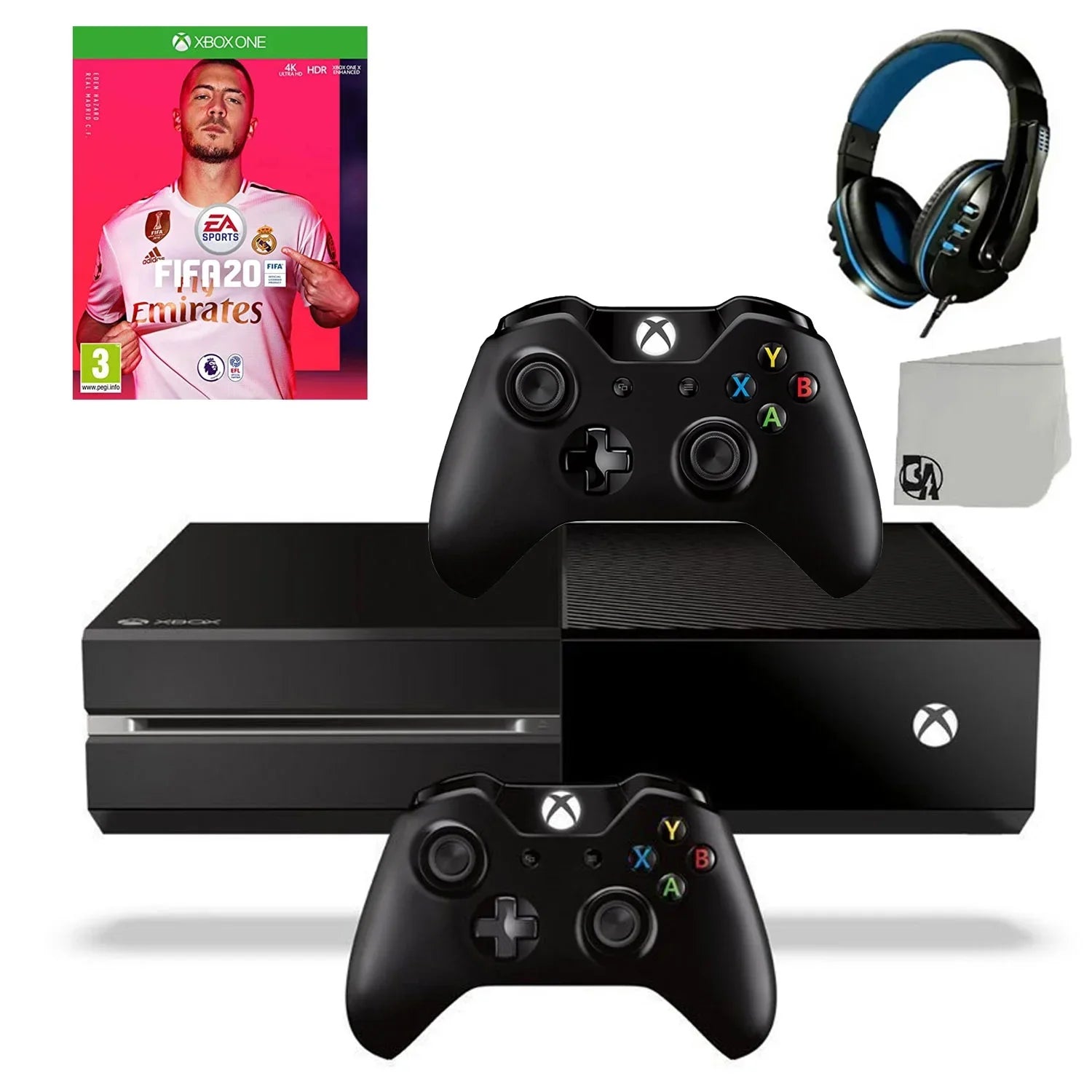 Bundle BOLT Console FIFA-20 Original Headset With Black Included Xbox One Microsoft 500GB Used Controller AXTION 2 Game Gaming