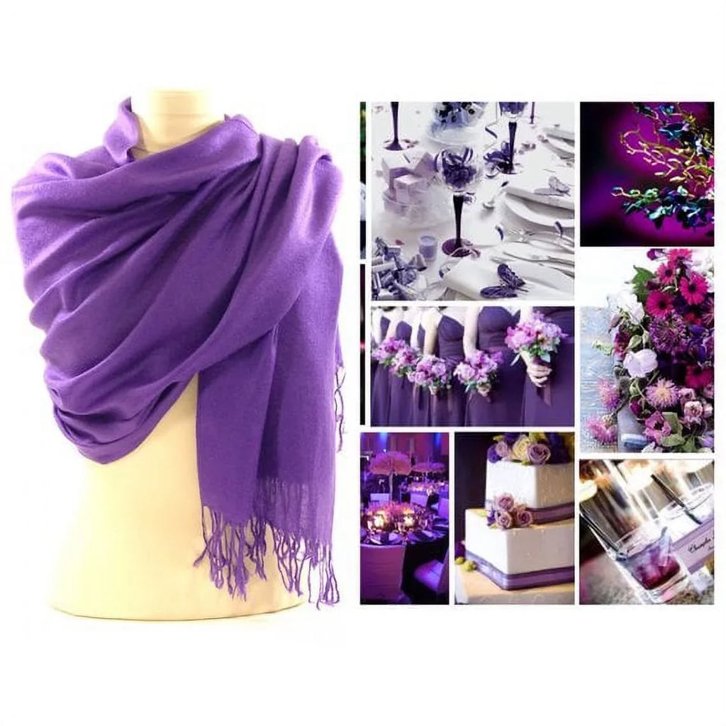 Wrap, Shawl, Wedding Scarf Pashmina Set Bridal Violet Purple of 10 (Violet) Shawl, Bridesmaid Shawl