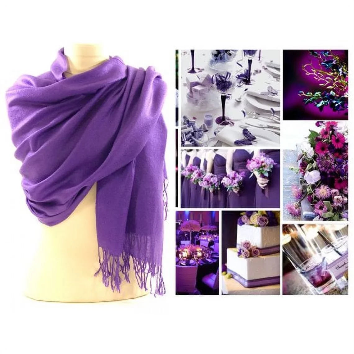 Wrap, Shawl, Wedding Scarf Pashmina Set Bridal Violet Purple of 10 (Violet) Shawl, Bridesmaid Shawl