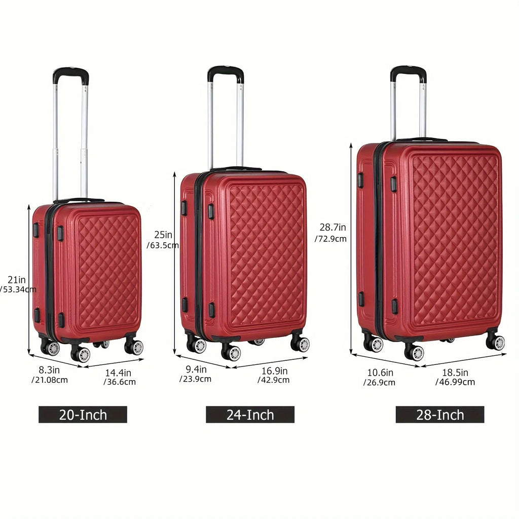 Cases Outdoor Red Wheels Shell For Luggage Minimalist With Trip, Hard Travel Spinner