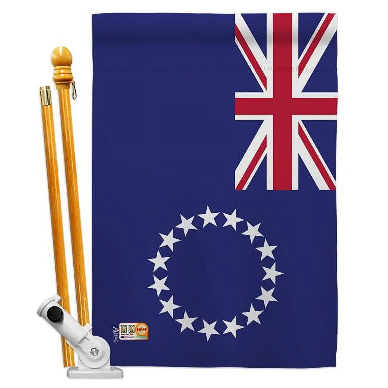 World Decorative the & Bracket Set Nationality Vertical x Impressions House Garden Cook Flag of Home Americana Flags 40 Hardware in. Flag Pole Sided AA-CY-HS-140059-IP-BO-D-US18-AG Double 28 Islands &