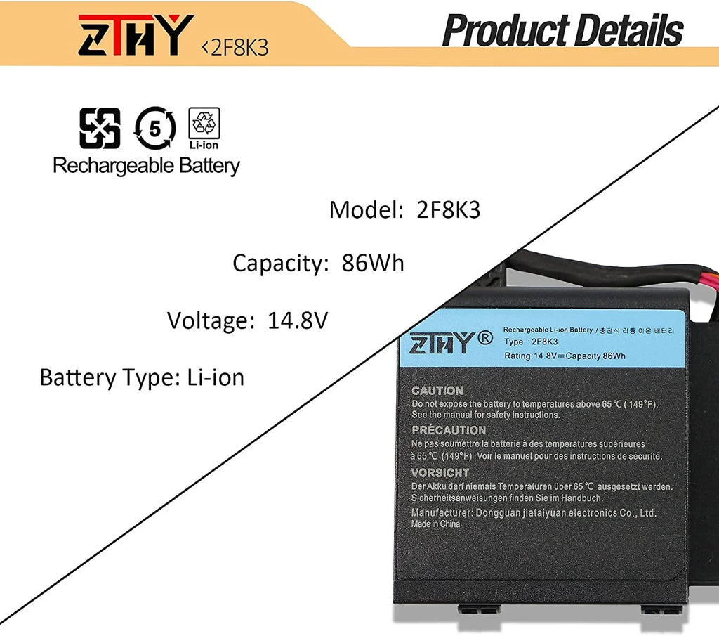 ZTHY Gaming 17X R1 y Series 17 R1 Replacement Alienware 18X M17X-R5 M18X-R3 Dell 2F8K3 for Laptop Alienware 18
