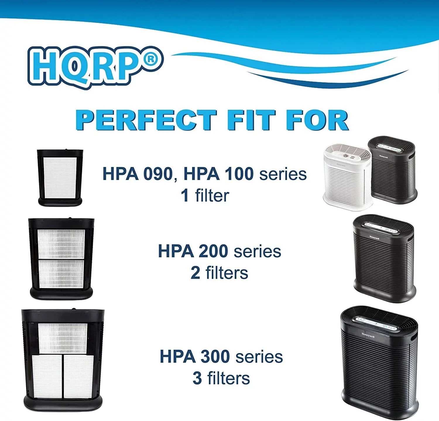 Compatible HPA090 Filter Replacement 2-Pack HPA-250 with HPA300 HEPA HRF-R2 models HPA-200 HRF-R1 HPA-300 HPA-100 HPA200 fits HPA250 HPA100 HRF-R3 HQRP Filter HPA-090 R Honeywell