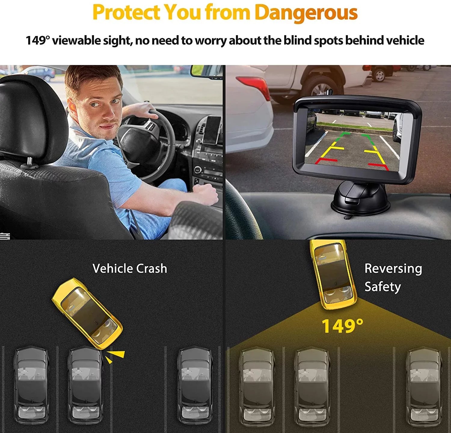 Pickup, Camera IP69 Vision Night View with 10180P Wired Waterproof Car, SUV, for 5''Monitor Reversing/Driving HD Backup Car Rear Camper