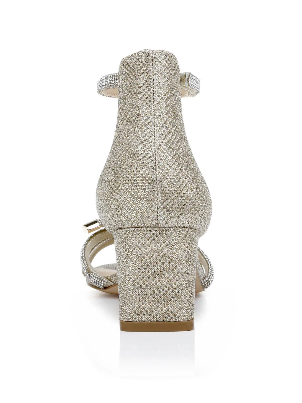 JEWEL Toe Block Rhinestone Dress Sandal Round Ankle Silver Heel M BADGLEY Womens 5.5 Lena MISCHKA Heeled Strap