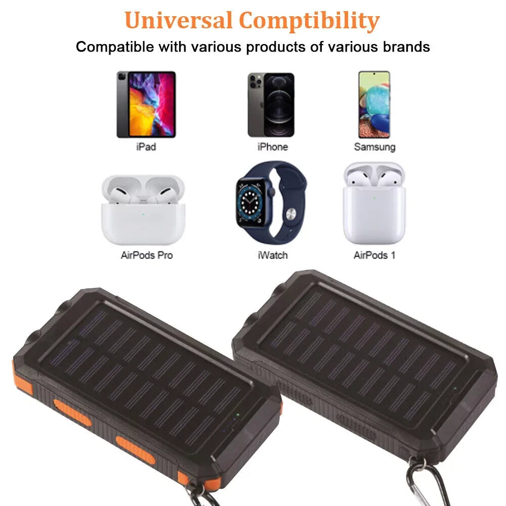 Charger Cell Solar USB Power Bank 10000000mAh Portable Phone, for Black. Super