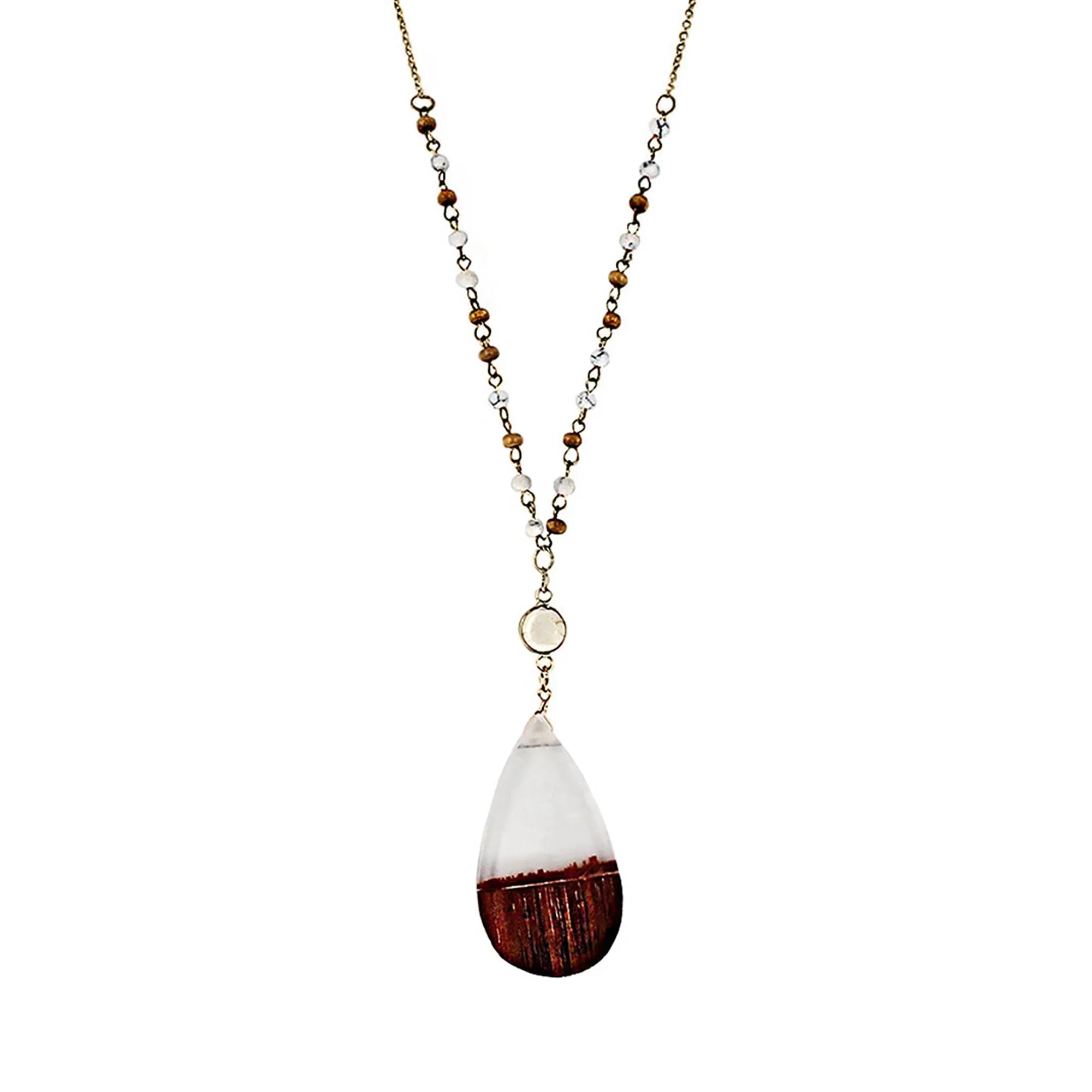 Clear Wood Beaded Box Anniversary | Resin Pendant Wood Boutique Blue Gift Chain Necklace Inc Tenes Women, for
