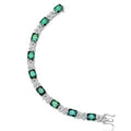 by Radiant Sterling Designer Diamond Emerald Essence Cut with Bracelet Set in Melee set Brilliant and Lab-made Prong Silver Diamonds