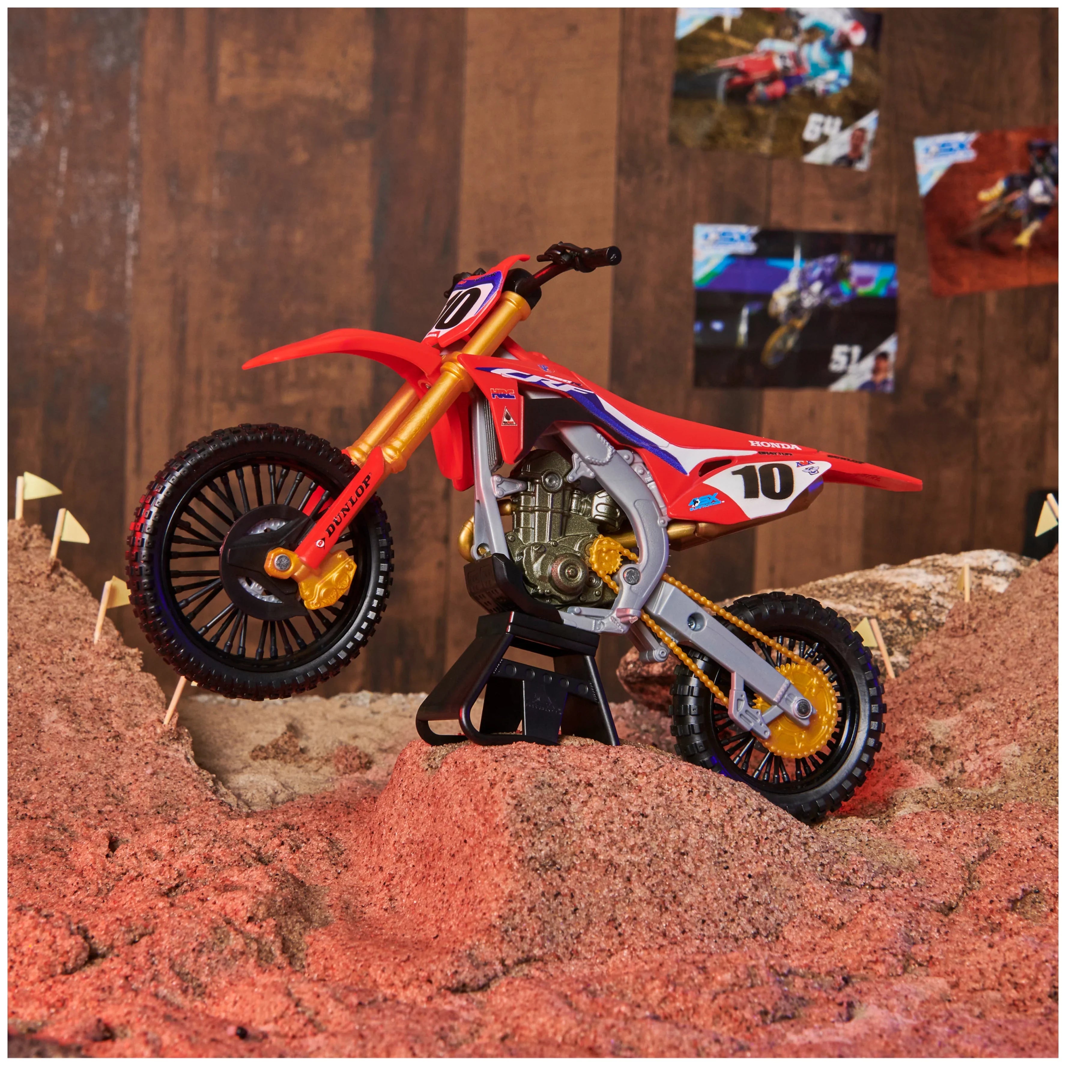 1:10 Brayton Supercross, with Motorcycle Display Justin Replica Scale Stand Collector Authentic Die-Cast