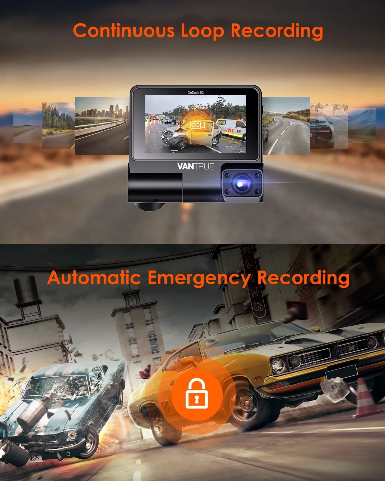 inch Touchable Car Front+1080P Nearly Rear IPS with Supercapacitor Wide Dash +1080P built 360¡ã Camera 2K Angle, Screen GPS 24h Channel Cam, Monitor, Interior 30FPS 3 S2 3 WiFi in, Parking Vantrue