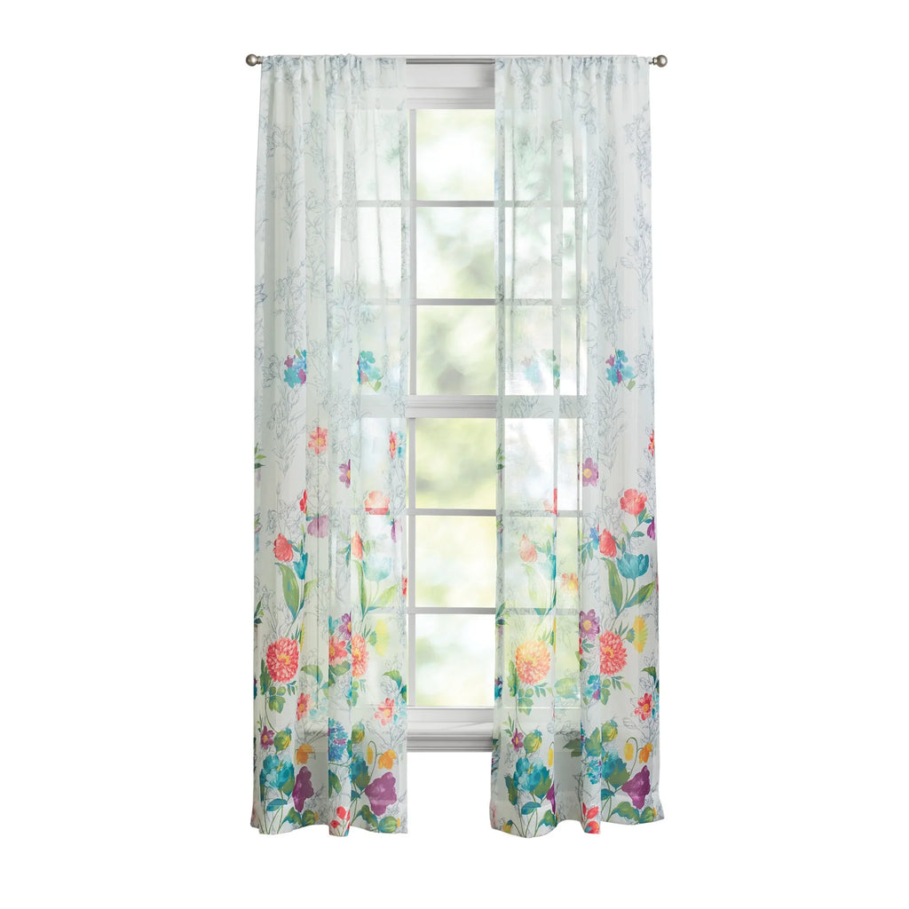 Multi, Curtain RodPocket Bouquet Polyester Blooming The 2 Woman 40x84, Floral, Pack Panel, Pioneer