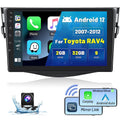 Car 2007-2012 WIFI Radio Carplay Android 12 Touchscreen 2+32G Auto Stereo HD Cable, Wireless Podofo GPS USB AHD 1080P 9'' Toyota Camera Bluetooth Android for RAV4 Hifi FM Mirror Backup Link