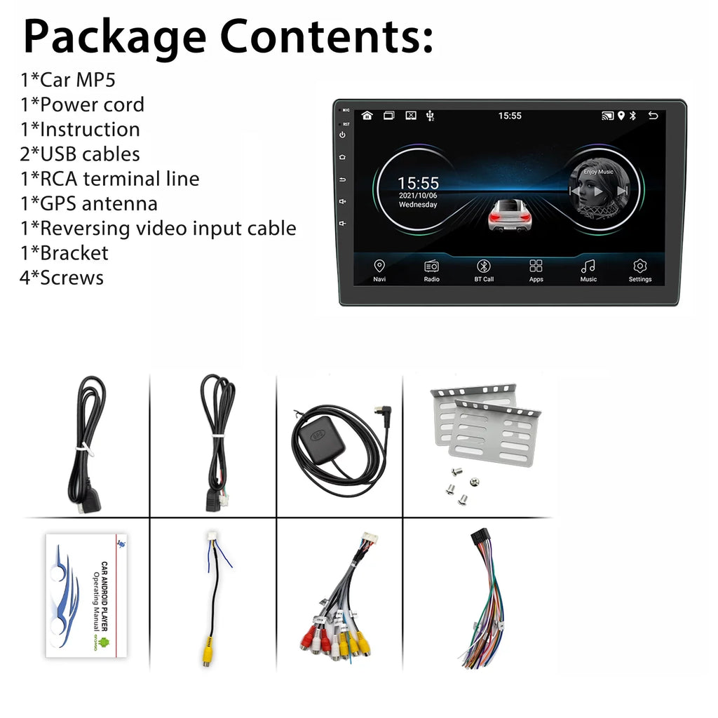 Double Radio 2022 Navigate Link, Touch Stereo 10.1 With Android Din Camera(2+16GB) Screen Bluetooth Inch GPS FM, Car Backup Mirror