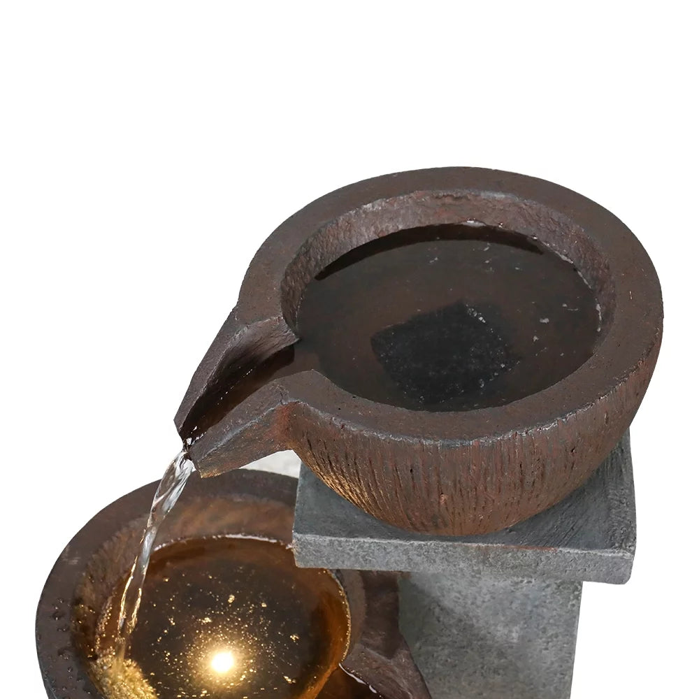 Modern with Decor 32.8''H Fountain Deck, and Home - Art Fountains 4-Tier Garden, Outdoor Light Porch, Garden Patio, Backyard Willwolf LED for Outdoor