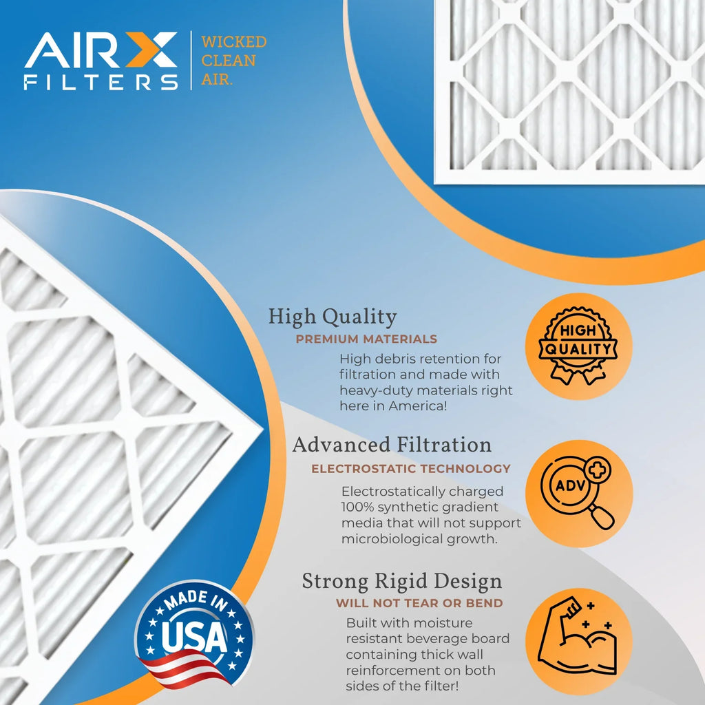 AIRX Electrostatic MPR USA Pack by WICKED & AIR. CLEAN FPR Air Made 11 MPR Filter HVAC Premium 1200 7 1000, Furnace 4 FILTERS Conditioner Filters 16x16x1 Pleated Air Filter 16x16x1 Comparable MERV to