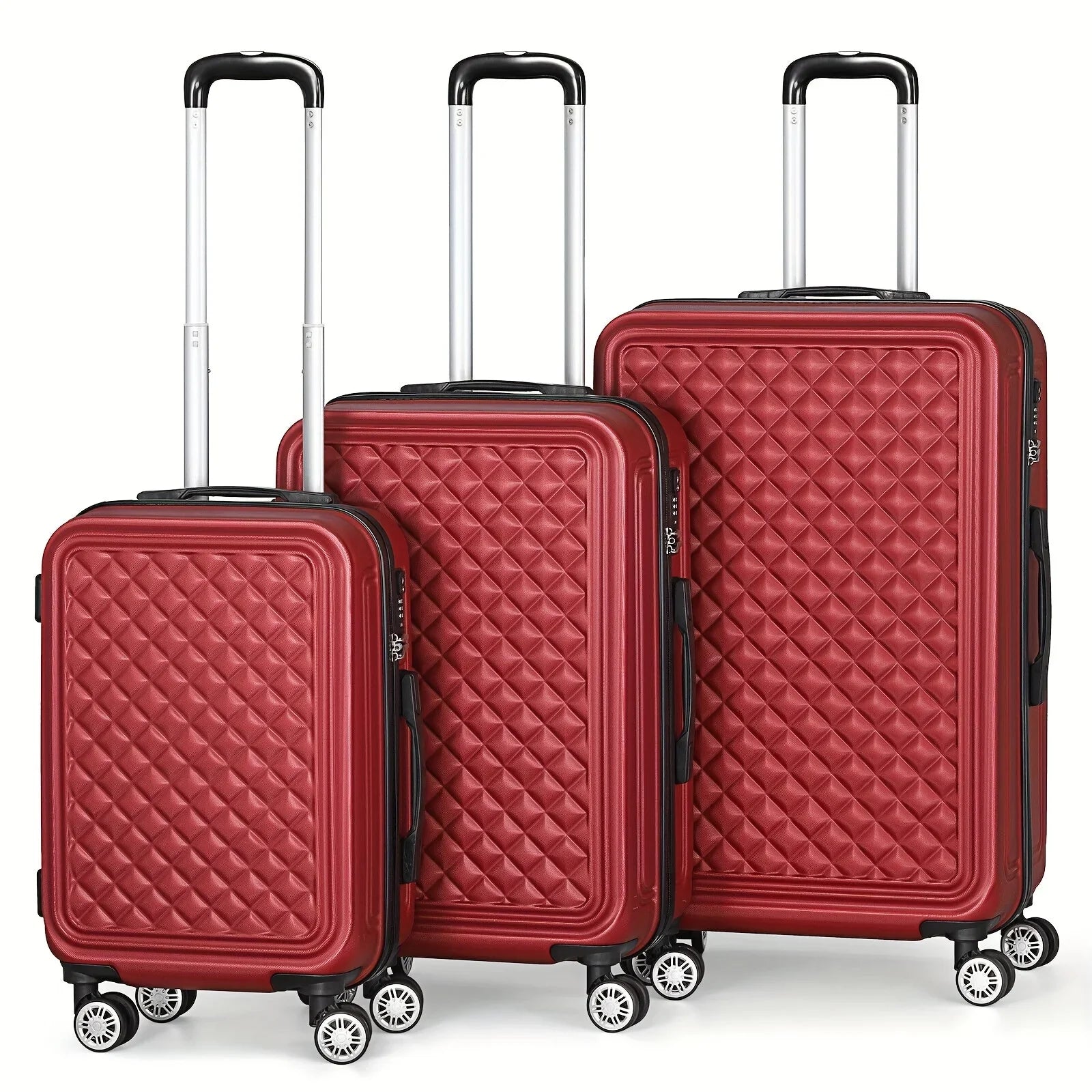 Cases Outdoor Red Wheels Shell For Luggage Minimalist With Trip, Hard Travel Spinner